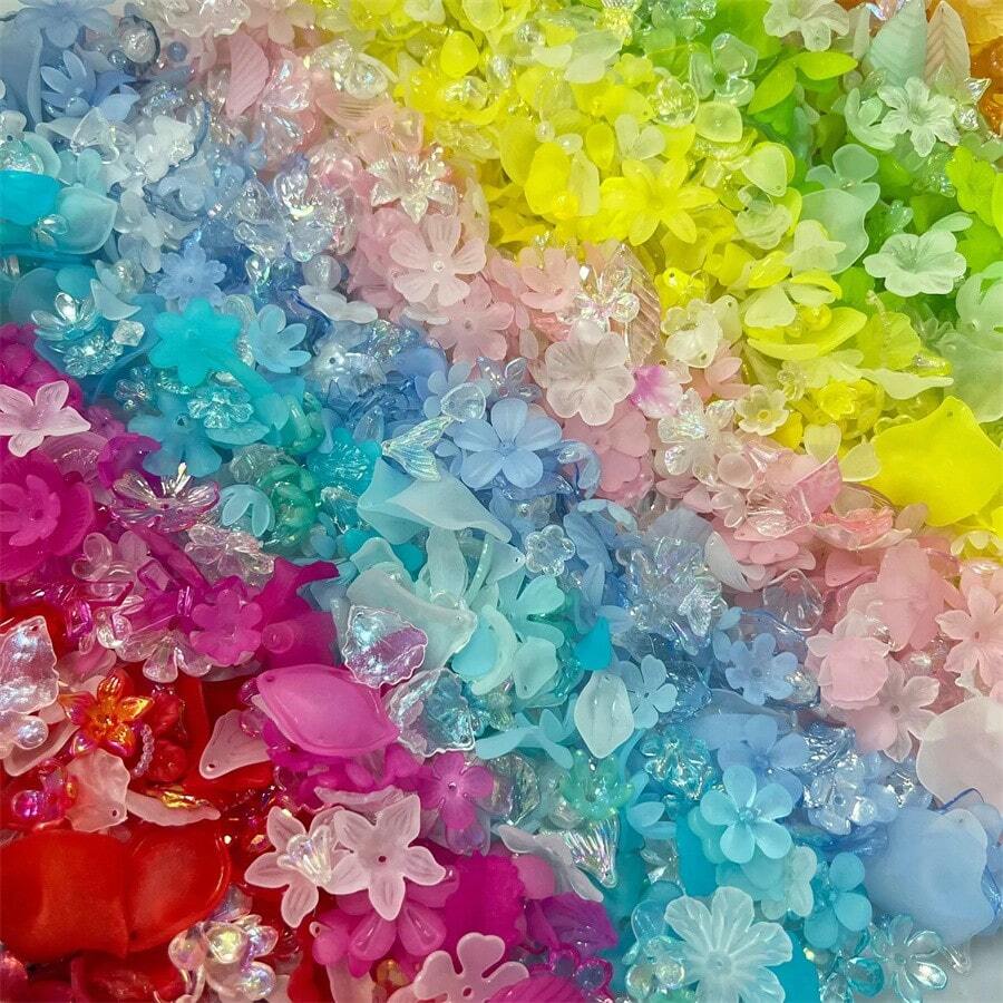 20g/0.7oz Matte Plated Colored Ab Petals Leaf Color Mixing DIY Earrings Hair Accessories Accessories Acrylic Loose Bead