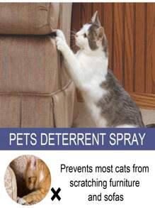 1 pieza/50ml Spray antirayado para mascotas, spray repelente para establecer área restringida para evitar que gatos/perros raspen muebles, sofás