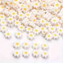 100/50 stuks 9 mm witte bloemenpatronen voor doe-het-zelf sieraden maken - Perfecte knutselbenodigdheden, ideaal voor het maken van unieke armbanden, kettingen, oorbellen en bedels, mobiele telefoonketting voor dames