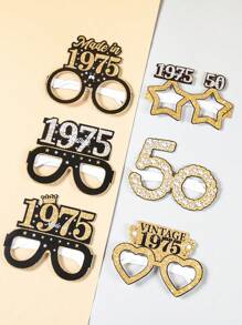 6 件黑金色生日纸质眼镜，2025 限量版，生日元素设计眼镜，生日快乐纸质眼镜，50 岁生日派对装饰，生日派对用品，拍照道具，生日派对礼品，生日礼物，生日装饰 - 黑金50歲 - 查看 3