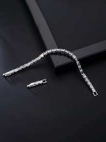 1 件精致几何锆石铜银手链，适合男士日常佩戴、外出和活动 - 簡約 - 查看 5