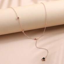 1pc Oil Drop Five-Pointed Star Y-Shaped Pendant Alloy Chain Necklace Choker - Necklace - View 5