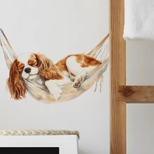 1pc Watercolor Hammock Sleeping Puppy Wall Decal For Room Decor, Vinyl Wall Decals,Home Background Wall Decoration With Removable Wall Stickers Gifts Birthday Graduation Home Decor Bathroom Decor Bedroom Decor Room Decoration Stuff Living Room Decor House Decor Home Decor Living Room Wall Art Wall Paper Personalised Stickers