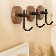 1/2 件胡桃木壁挂式衣帽钩 - 时尚款式，强力粘性，易于安装，非常适合入口、卧室、门框 - 重型弧形挂钩 - 彩色 - 查看 9