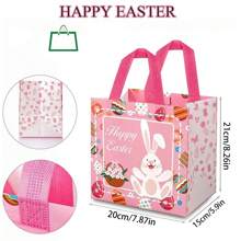 6 PCS Easter Gift Bags, Reusable Non-Woven Tote Bags, Easter Rabbit And Egg Design With Foldable Handles, Suitable For Easter Spring Party Supplies - Multicolor - View 3