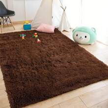 Area Shag Rug For Living Room Bedroom Nursery Room, Machine Washable Fluffy Shaggy Runner Rugs With Rubber Backing For Kitchen Dining Room, Indoor Aesthetic Decor Fuzzy Thick Modern Carpet For Entryway Laundry Room Game Room - 咖啡棕 - 查看 1