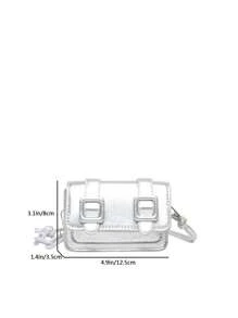Bolso Bandolera Mini con Correa de Cadena Acrílica para Labial - Plateado - Ver 11