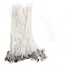 100 件全灯芯，用于 DIY 大豆蜡烛制作，包括蜡熔炉和底部支架