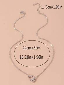 1件套交织心形吊坠项链，精致别致百搭高端锁骨链 - 桃心 - 查看 4