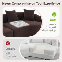 YOGLAD 110" Curve Modular Sofa Couch, Deep Seat Cloud Couch, Chenille Fabric 4-Seater Comfy Cloud Couches For Living Room Apartment Office, No Assembly Required Sofa Set - Antique Brown - 查看 3