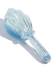 1 件带闪亮贝壳设计的尾部顺发刷，头皮按摩刷，干湿发均可无痛使用，非常适合女孩和女士以及热爱海洋元素的朋友