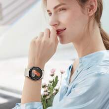 20mm Wacth Strap Compatible With Samsung Galaxy Watch Band 7, 6, 5, 4, Ultra,And FE, 40mm 43mm 44mm 45mm 46mm 47mm,No Gaps Engraved Printed Two-Tone Silicone Strap For Hua Wei Series For Xiao Mi Mi Band Watch Belt,Silicone Strap Suitable For Entertainment,Parties,Walks And Other Gift,Men Women - (Starlight + Brown) Silver Buckle - View 3