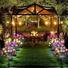 Rhododendron Solar Lamp Waterproof Yard Power LED Artificial Flower Light For Courtyard Landscape Garden Decoration Lawn Light, Outdoor Garden Lighting For Pathway, Yard, Patio - Azalea - View 10