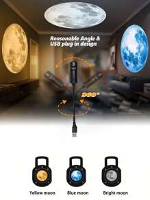 Moon Projection Light, 360° Rotatable LED Projector, Room Decoration Light, Suitable For Room Decoration, Photo Background Wall, Wall Ceiling Decoration