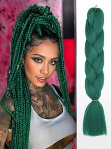 1条24英寸100克/条巨型编织接发，颜色可选：棕色、粉色、金色、紫色、蓝色、绿色、红色、灰色，适合女性日常、节日、派对、圣诞节、音乐节、嘉年华、新年等场合，可作为礼物赠送。YAKI纹理。