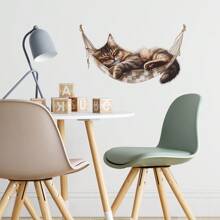 1pc Cute Cat Themed Window Decal, Waterproof, Easy To Use Home Kitchen Cabinet Wall Stickers Gifts Birthday Graduation