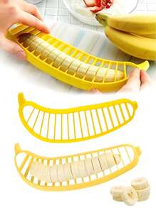 1个/2个装香蕉切片器，水果切刀，香蕉切片器，沙拉水果拼盘分离器，水果切片器，手动香蕉切片器，一键式香蕉切片工具，带塑料刀片 - 彩色 - 查看 1