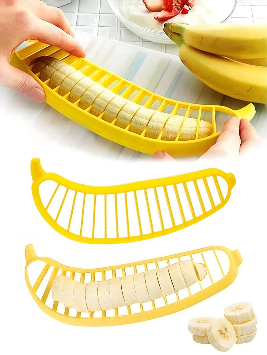 1个/2个装香蕉切片器，水果切刀，香蕉切片器，沙拉水果拼盘分离器，水果切片器，手动香蕉切片器，一键式香蕉切片工具，带塑料刀片 - 彩色 - 查看 1