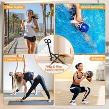 Rower-Ride Exercise Trainer With Adjustable Resistance Bands And LCD Monitor Foldable 265 Lbs Capacity Full-Body Workout For Squats Legs Back Abs Black - Black-Orange1 - View 8