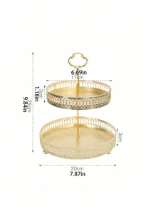 1pc Modern Minimalist Dual Tier Fruit Dessert Stand, Creative Living Room Household Luxury Iron Snack Display Tray Fruit Storage Rack