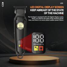 Máy tỉa tóc điện Kemei KM-2371 dành cho nam - Màn hình LCD, Móc treo có thể điều chỉnh để dễ dàng cất giữ, Dụng cụ chải chuốt tại nhà để cắt tóc chính xác - màu đen - Xem 3