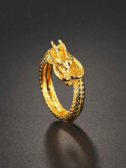 1 قطعة خاتم مفتوح بشكل تنين عتيق للرجال والنساء