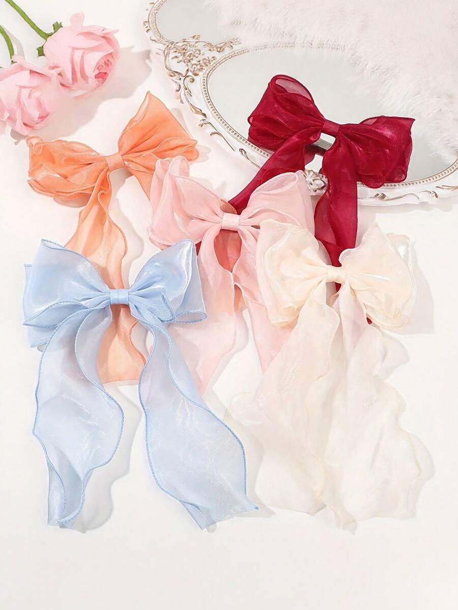 5 stuks lange strik haarspeldjes voor kinderen, diverse kleuren, prinsessenhaaraccessoires voor meisjes