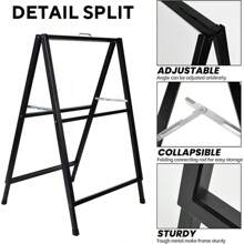 24 X 36 Inch A Frame Sign Double-Sided Folding Sandwich Board Heavy Duty Slide-In Sidewalk Signboard For Outdoor Street Advertising Poster(Frame Only,No White Board) - 黑色-1PACK雙面 - 查看 6