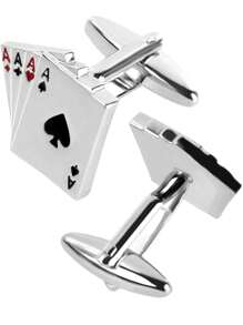 Creatieve speelkaarten Franse manchetknopen & stropdas clip set voor mannen, luxe accessoire cadeau voor Vaderdag & Valentijnsdag, moeder, moederdag, cadeau