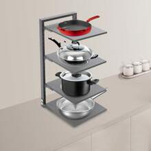 kangten 4 Tier Pot Rack Organizer, Pot And Pan Stand Rack, Pot Lid Holder - Grey - View 1