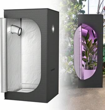 VA-Cerulean VA-Cerulean kweektent met 600D Oxford-stof en stalen frame, lichtdichte kweekkast met reflecterende binnenfolie, kas voor de teelt van binnenplanten, zwart 40x40x120cm / 60x60x140cm / 120x60x150cm / 80x80x160cm / 100x100x200cm / 120x120x200cm / 240x120x200cm