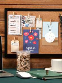 20 pezzi di Clip e puntine da disegno in legno creative, fermafogli, puntine per bacheca, versatili per bacheche e decorazioni per ufficio/aula, ritorno a scuola, forniture scolastiche