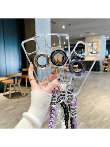 Funda protectora transparente para teléfono con orificio para cordón, compatible con iPhone 11/11pro/11promax/12/12pro/12promax/13/13pro/13promax/14/14pro/14plus/13/13pro/13promax, adecuada para exteriores, parejas, soporte magnético para automóvil, viajes