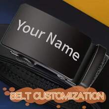 定制雕刻男士皮带自动扣个性化送给男朋友、丈夫、父亲的情人节、生日的绝佳礼物 - 黑色 - 查看 2