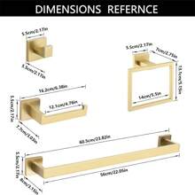 5 件套拉丝镍浴室毛巾杆套装浴室配件五金套装包括毛巾杆毛巾环衣帽钩和带架子的卫生纸架。壁挂式不锈钢 - 彩色 - 查看 3