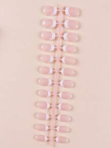 120 Móng tay giả vuông ngắn Xxs màu hồng nude và trắng, phủ gel mềm, che phủ hoàn toàn, dùng cho móng tay nhỏ, trung bình, dùng để ấn móng, dụng cụ làm móng - Hồng - Xem 6