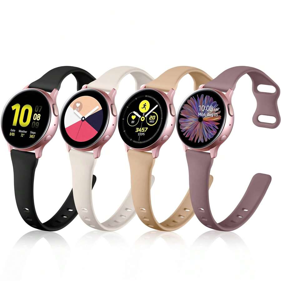 Slim Strap Compatible With Samsung Galaxy Watch 7 6 5 4 Band 40mm 44mm/Galaxy Watch 6 Classic Bands 43mm 47mm, 20mm Soft Replacement Bands Compatible With Samsung Watch Bands For Women