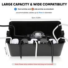 Extra Large Weatherproof Box - (33x 21.2 X 13.2 Cm) - Outdoor Cord Cover - Brown - Ideal For Gardens, Construction Sites - Suited For Workers, Homeowners - Black - View 5