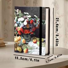 1Pc, 100Pages,A5, Vintage Oil Painting Sketchbook-Monet Art, Bandage Sketchbook,250gsm,Thick Watercolor Sketchbook,Impressionist Flower, Marker Pen Sketchbook, On-The-Go Travel Journal, Hard Cover Thickened Notebook, Hand-Painted Journal, Drawing Supplies, Paper For Artists,Perfect Gift,Mother's Day,Mom's Gift,Back To School,School Supplies