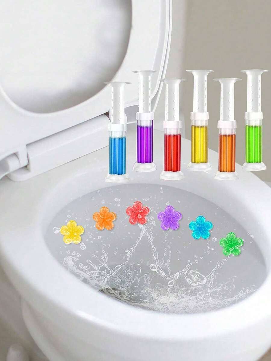 1瓶花卉图案厕所清洁凝胶，香氛厕所除臭凝胶，厕所清洁剂，除臭凝胶，浴室空气清新剂，适用于厕所、浴室、清洁用品 - 彩色 - 查看 1
