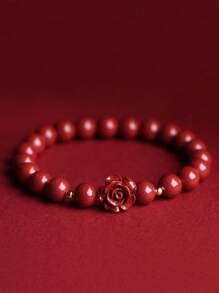 1 件天然朱砂手链，高纯度紫金砂多层珠手链，DIY 多圈串珠手链，朱砂玫瑰项链，弹力手链，毛衣链，复古手链，女士珠宝礼物 - 酒紅色 - 查看 13