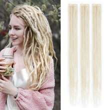 3 Piezas de extensiones de rastas sintéticas rectas de 24 pulgadas con doble extremo, hechas a mano, suaves, de estilo reggae hippie, para mujeres