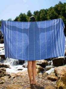 Dokubba Beach Towel, Peshtemal Beach Towel, Sultan Peshtemal Towel, Turkish Towel, Beach - Spa - Yoga -GYM Towel, Lightweight, Quick Dry - Navy Blue - View 6