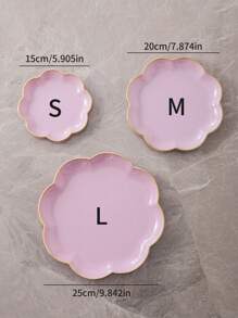 1pc Flower Shaped Gold-Edged Tray, Multi-Purpose Use