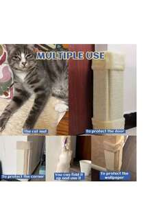 Tapis à gratter pour chat pliable, panneau à gratter en sisal pouvant être fixé au mur pour protéger les meubles, garde votre chat plus heureux - Multicolore - Voir 3