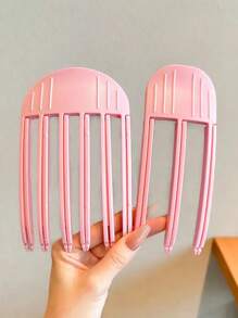 2pcs Women's Resin 6-Tooth And 3-Tooth Claw Hair Clips, Minimalist Daily Hair Styling Tools, Slouchy Front Hair Bangs Shaper For Voluminous Root