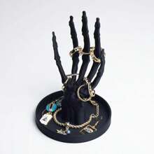 1 pieza Soporte para joyas en forma de mano de demonio gótica - Organizador de joyas de material plástico con ganchos decorativos, decoración de hogar vintage Vuelta al cole