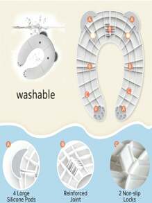 儿童折叠旅行马桶盖便携式马桶座圈带防滑硅胶垫如厕训练器适用于幼儿、男孩和女孩内置扣式设计儿童礼物 - 彩色 - 查看 8