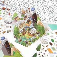 2 miếng dán + 1 tấm thiệp cảnh Thỏ dễ thương dán cảnh ngoài trời, miếng dán phong cảnh thu nhỏ nổi 3D sáng tạo mới, miếng dán vẽ thư giãn tự làm, miếng dán trang trí nhà búp bê giáo dục, không cần cắt - Nhiều màu - Xem 7