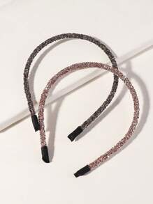 2pcs/Set Shimmery Rhinestone Decor Minimalist Hair Hoop, Versatile Accessory